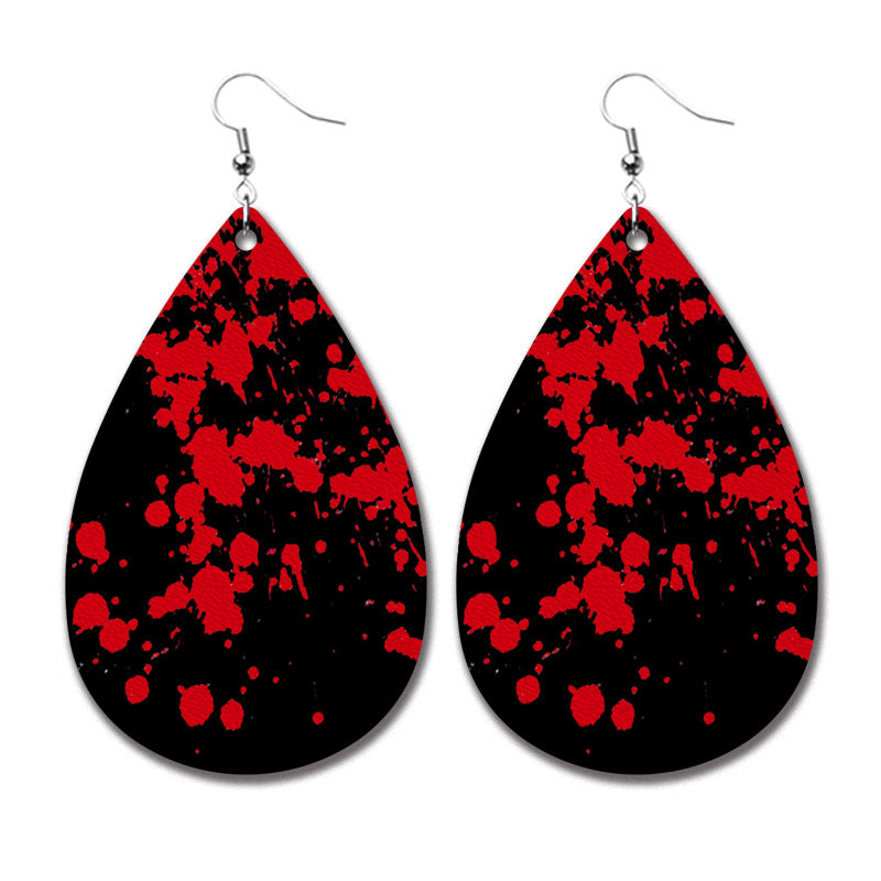 Wholesale 2pairs/pack Halloween Ghost Horror Funny Water Drop PU Earrings